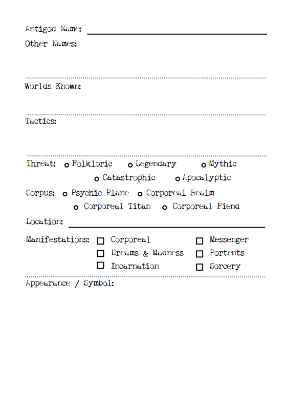 Antigod Sheet
